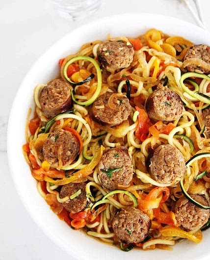 Sausage and Peppers with Zucchini Noodles