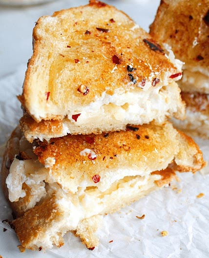 Goat Cheese Grilled Cheese with Honey and Red Pepper Flakes