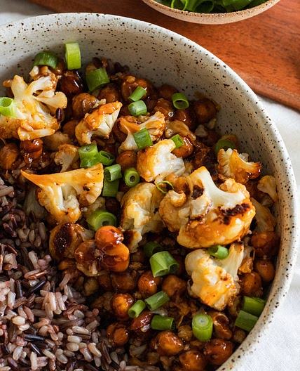 Hot Honey Sticky Cauliflower and Chickpeas