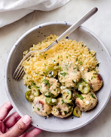 Greek Chicken Meatballs in Lemon Cream Sauce