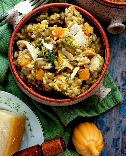 Rosemary Chicken & Pumpkin Champagne Risotto