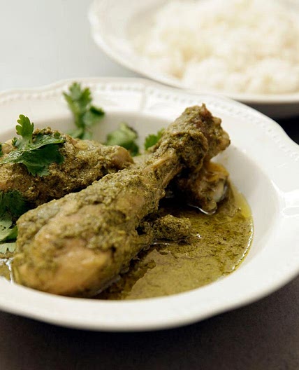 Mallika Basu's green chicken curry