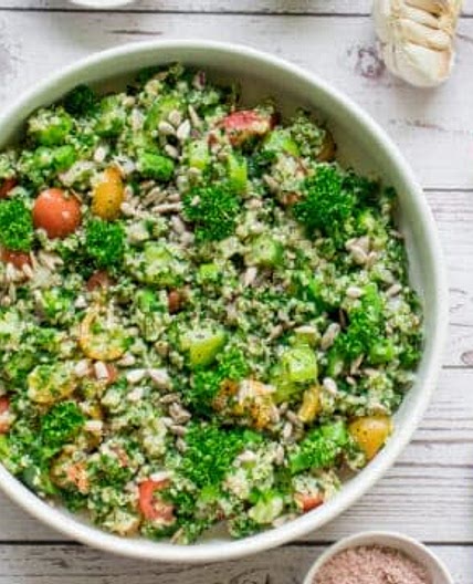Quinoa Tabbuleh with Tempeh & Asparagus