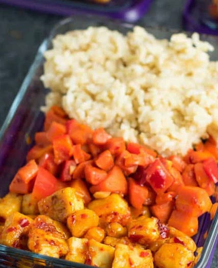 Sweet chilli tofu bowl