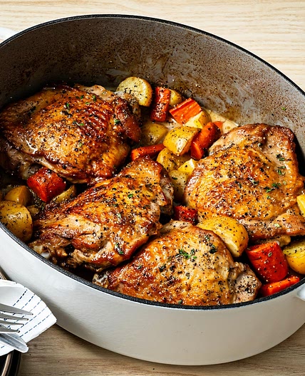 One-pot turkey thighs braised in cider