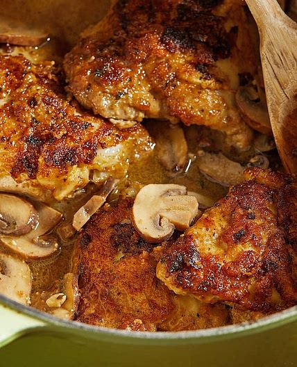 Wine-Braised Chicken With Mushrooms