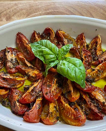 Oven Roasted  Garlic Herb Tomatoes 