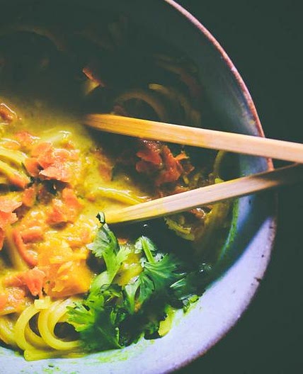 Butternut Squash Coconut Curry Rice Noodle Soup