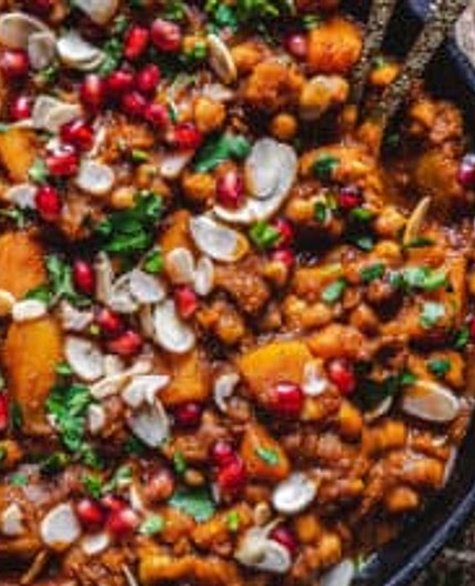 Butternut squash and aubergine Moroccan tajine