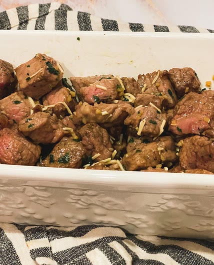 Air Fryer Garlic Parmesan Steak Tips