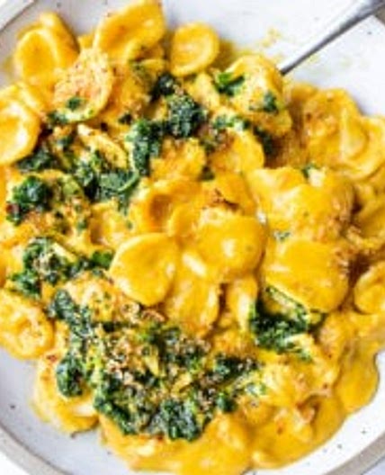 Orecchiette with Creamy Carrot Miso Sauce (Vegan)
