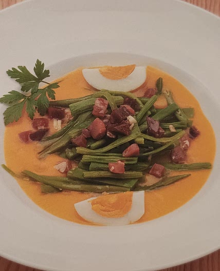 Judías verdes con puré de zanahorias