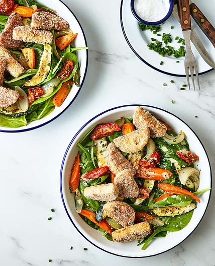 crispy crumbed tempeh salad