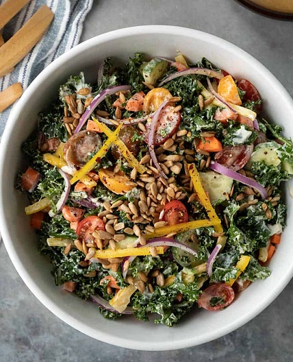 Vegan Creamy Kale Salad (Oil-Free, Nut-Free)