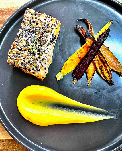 Salmon with Roasted Butternut Squash Purée 