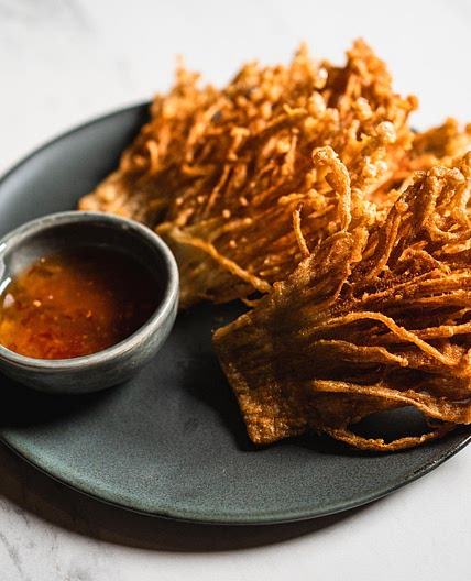 Fried Enoki Mushrooms