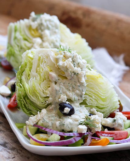 Greek Wedge Salad with Yogurt Dill Dressing