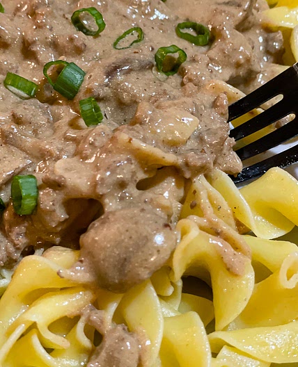 Easiest Ground Beef Stroganoff with Beef Gravy