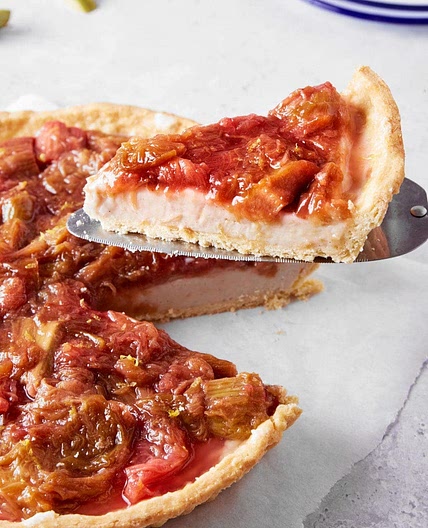 vegan rhubarb custard tart