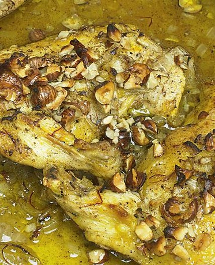 Roast Chicken With Saffron, Hazelnuts, and Honey From 'Ottolenghi'