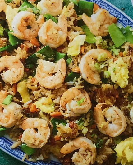 Shrimp Fried Rice with Carrots & Snow Peas