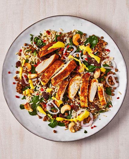 Indian Chicken & Grains With Turmeric Yoghurt Dressing