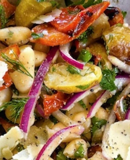 Roasted Red Pepper & Potato White Bean Salad