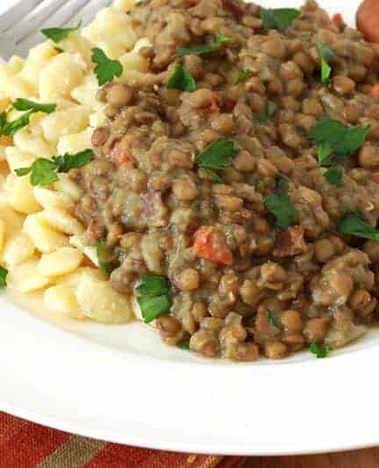 German Lentils with Spaetzle (Schwäbische Linsen mit Spätzle)