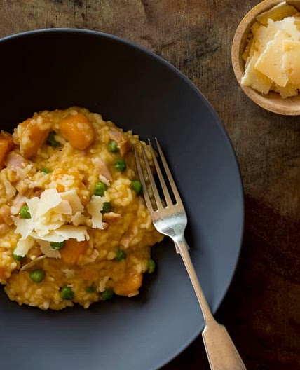 Pumpkin risotto with bacon