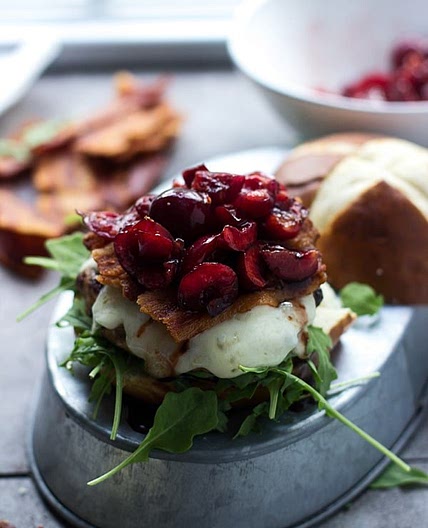 Cherry, Fontina and Bacon Turkey Burgers