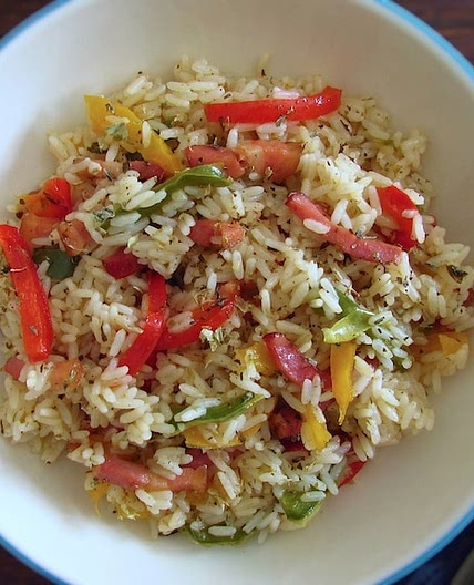 Rice with bacon and peppers