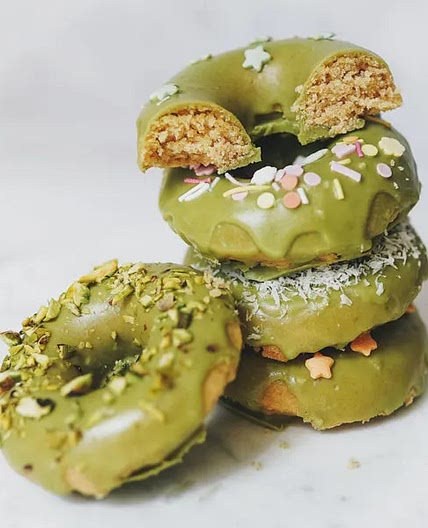 Baked Oat Donuts with Matcha Glaze