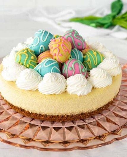 Strawberry Cheesecake with Chocolate Covered Strawberry Easter Eggs