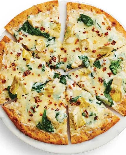 Spinach Artichoke Alfredo Pizza