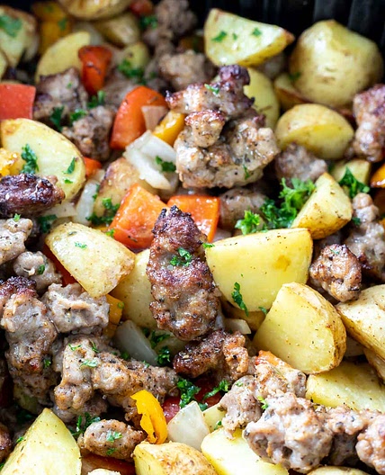 Air Fryer Sausage Potato Hash Breakfast