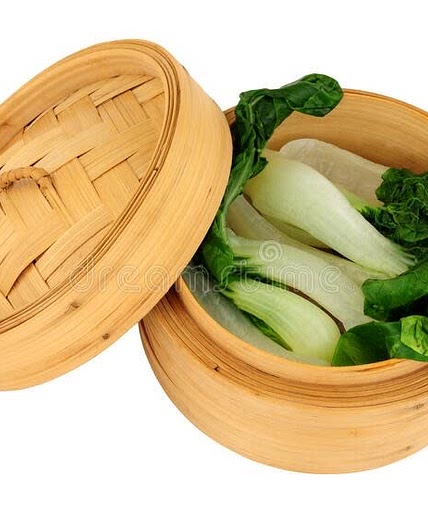 Steamed pak choi with chilli, garlic and ginger oil