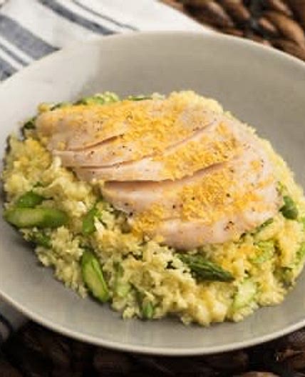Cauliflower & Asparagus Risotto with Chicken
