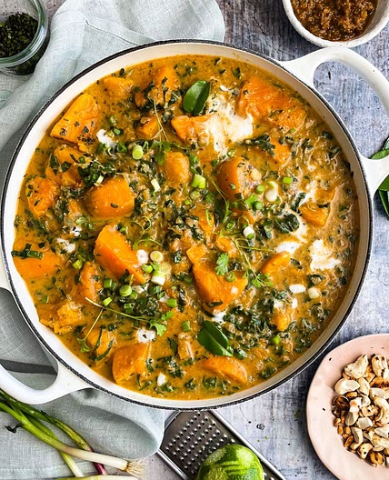 Thai Sweet Potato & Spinach Satay Curry - Adre's Kitchen