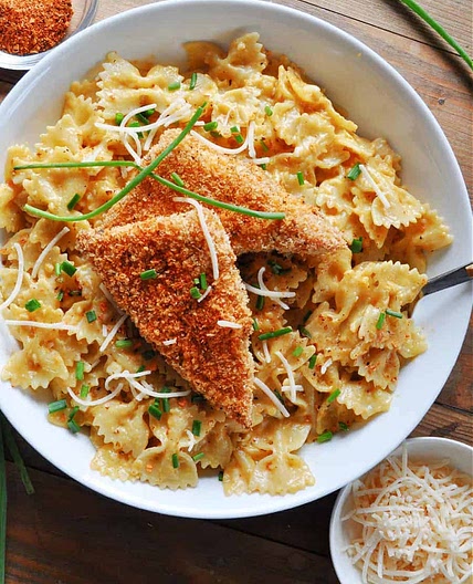 Vegan Cajun Alfredo Pasta and Tofu