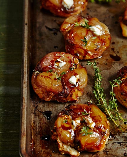 Mini Tarte Tatins with Caramelized Shallots and Goat Cheese