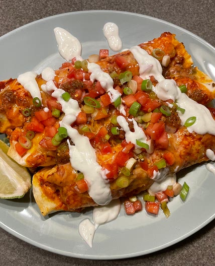 Pork and pepper enchiladas