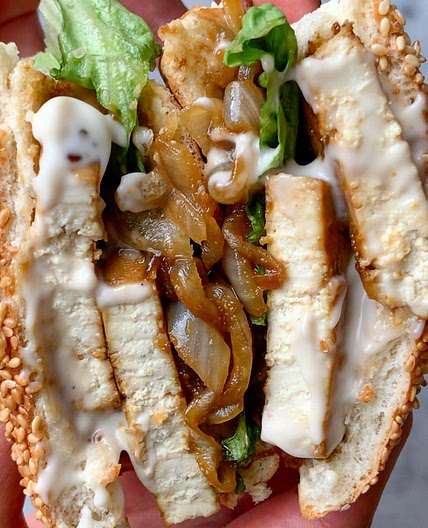 Caramelized Tofu & Onion Sandwich