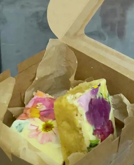 Baileys Salted Caramel Blondies with Edible Flowers