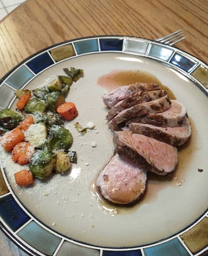 Brown Sugar Pork Medallions with Parmesan Roasted Vegetables