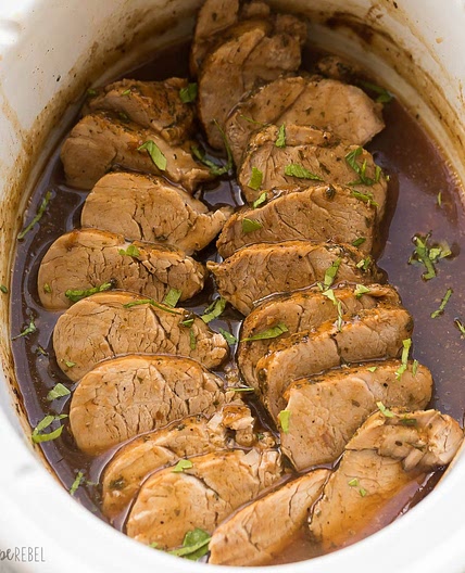 Slow Cooker Pork Tenderloin with Honey Balsamic Glaze