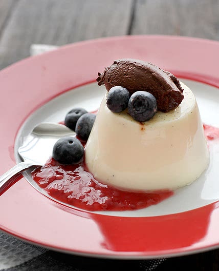 Panna Cotta, with Mixed berry reduction