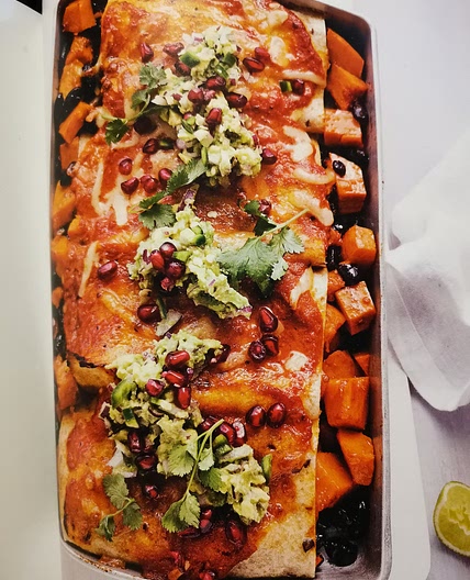 28 Day: Sweet Potato & Black Bean Enchiladas with Guacamole