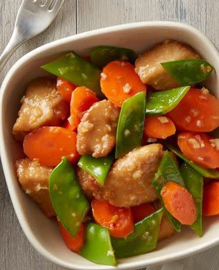 Orange Chicken with Snow Peas and Carrots
