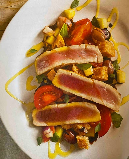 Seared Tuna with Tomato Bread Salad