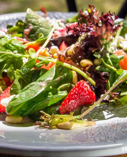Strawberry Fields Salad with Watermelon Vinaigrette